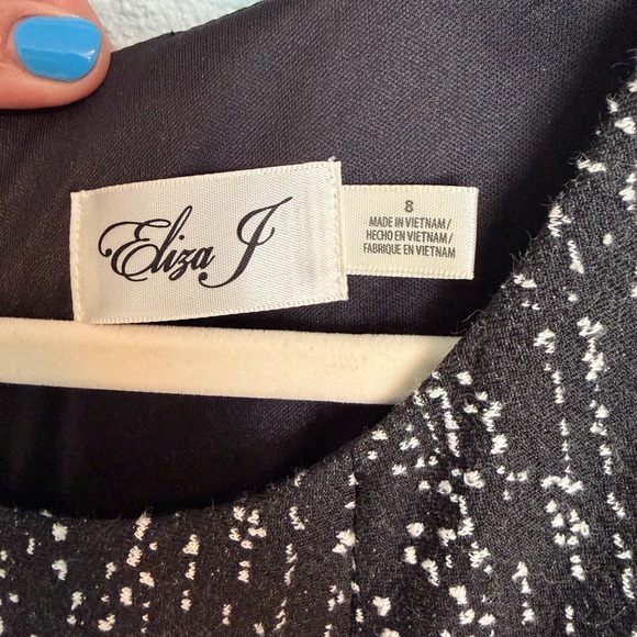 Eliza J Black and White Speckled Midi Dress - Picture 3 of 6